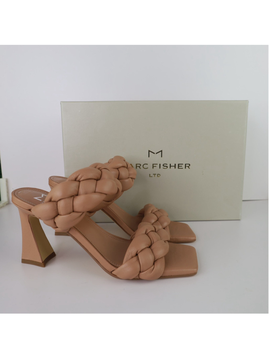 Marc Fisher Shoes - Marc Fisher Women's Hammy Braided High Heel Slide Sandals Natural Size 6- 0380